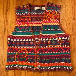 Vintage 80's hand embroidered vest